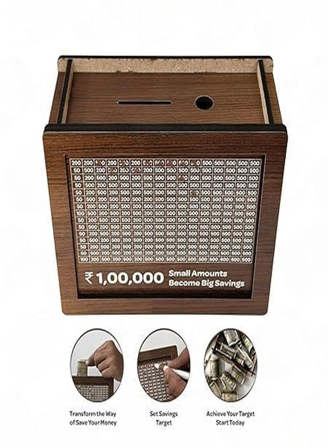 Lampostick Piggy Bank, Money Box, Coin Box for Kids/Children, Savings Challenge Box, Cashbox,Cash Vault Wooden Savings Box,Wooden Coin Piggy Bank,Money Save Box Smash, Money Saver - Image 5